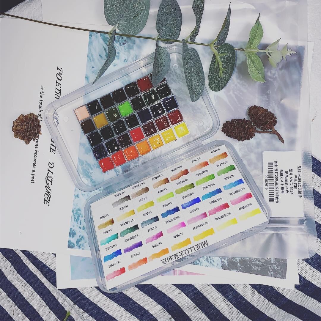 34 colors watercolor paint glitter paint gold paint