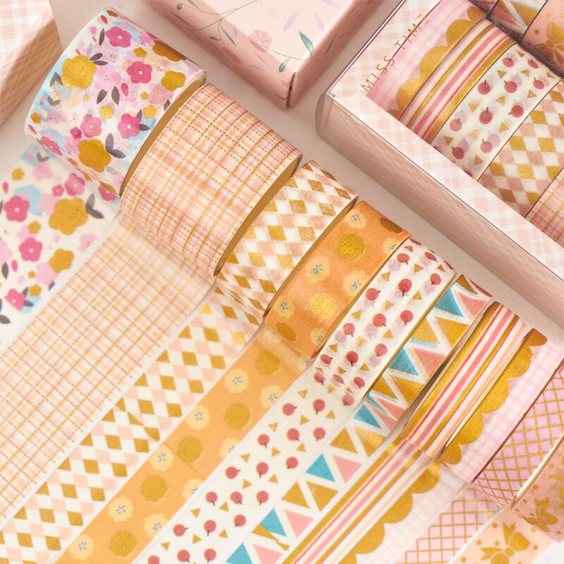 Juego de 10 rollos de cinta Washi dorada de estilo chino, cinta adhesiva de estilo chino, álbum de recortes, agenda, papelería: Sweet Orange