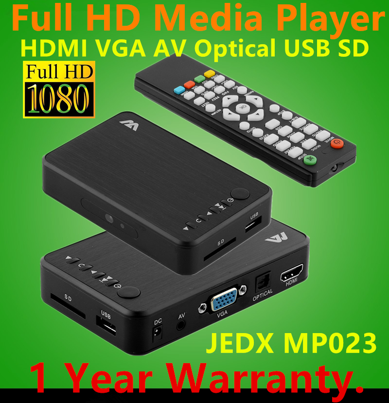 MP023 3D USB Full HD 1080P HDD Media Player HDMI VGA AV Optical HDMI AV USB host MKV H.264 AVI