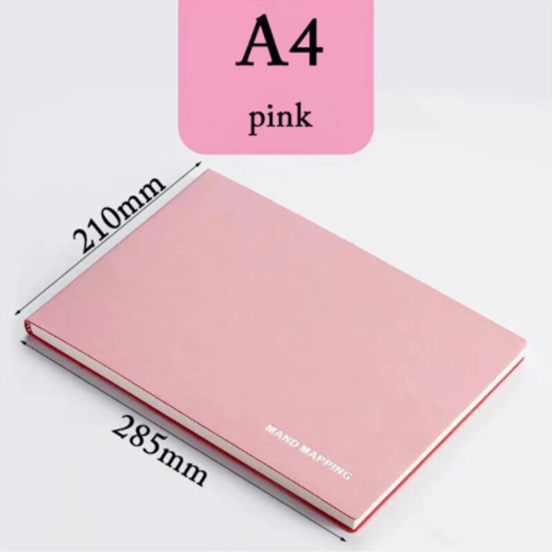 A4/B5 Notebook 200 Mand Mapping Pages Thicken Notepads For School Office Checkered Planner Notepad Agenda 3 Colors: A4 pink