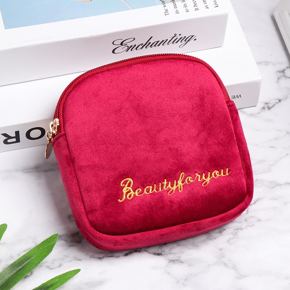 1PC Sanitary Napkin Storage Bag Canvas Pad Makeup Bag Coin Purse Jewelry Organizer Credit Card Pouch Case Tampon Packaging