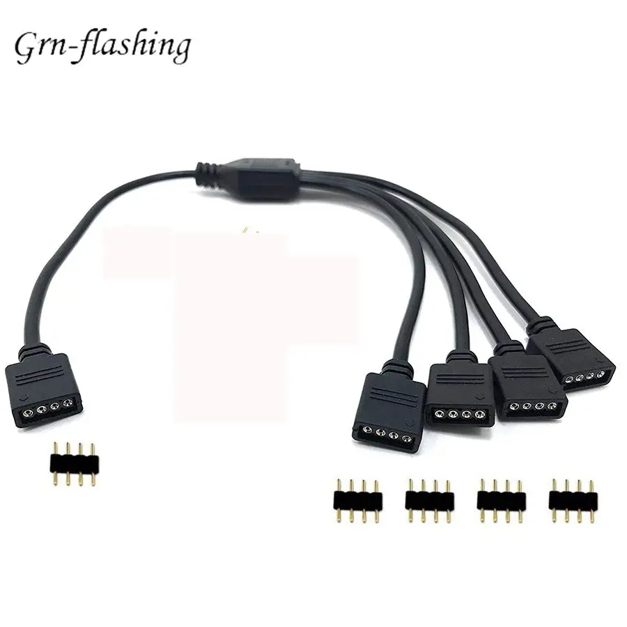 Connecteur de bande LED RGB à 4 broches, 1 à 1, 2, 3, 4, 5, câble séparateur d'alimentation, aiguille à 4 broches, fil de connecteur femelle pour bande lumineuse LED RGB: Or