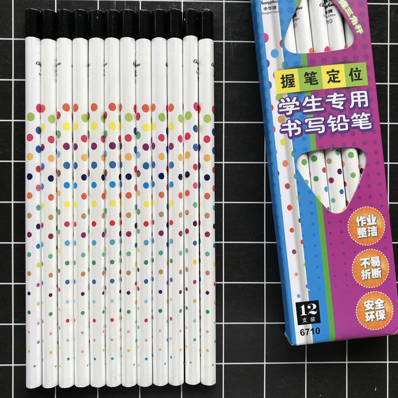 4pcs/lot Cute Colorful Dots Triangle 2H Standard Wooden Pencil Student Stationery Writing Drawing Pencils School Office Supply