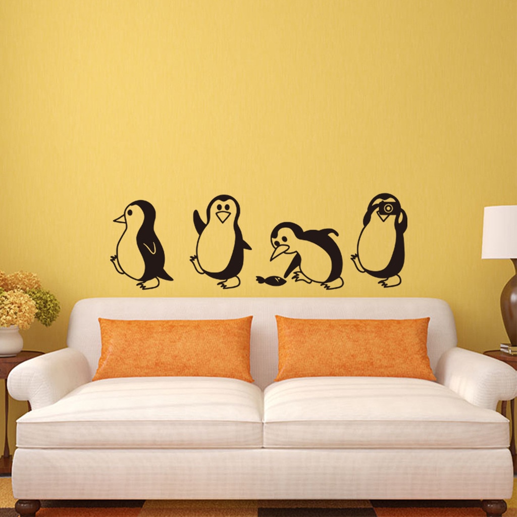 Leuke Zwart Wit DIY Verwijderbare Pinguïn Muurstickers Home Decoratieve Decal Kids Nursery Babykamer Cartoon Patroon Sticker #45