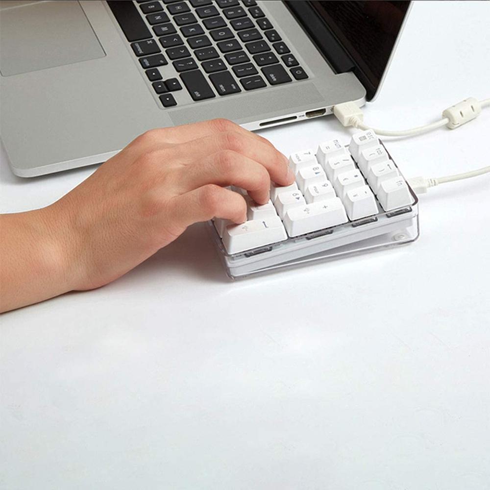 Digitalt tastatur nummertastatur mekanisk usb kablet numerisk tastatur med hvidt baggrundsbelyst 21- tastatur numpad til bærbar computer skrivebordstastatur