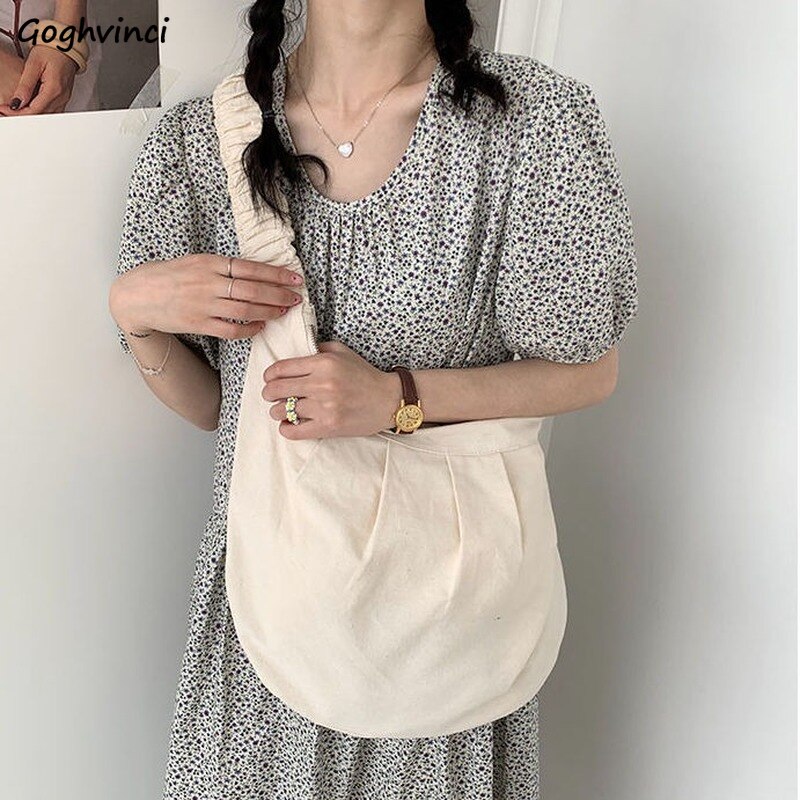 Segeltuch-schultertaschen für damen, studentinnen, crossbody-taschen, lässig, geräumig, schlicht, einfarbig, plissiert, stylisch, harajuku-schick