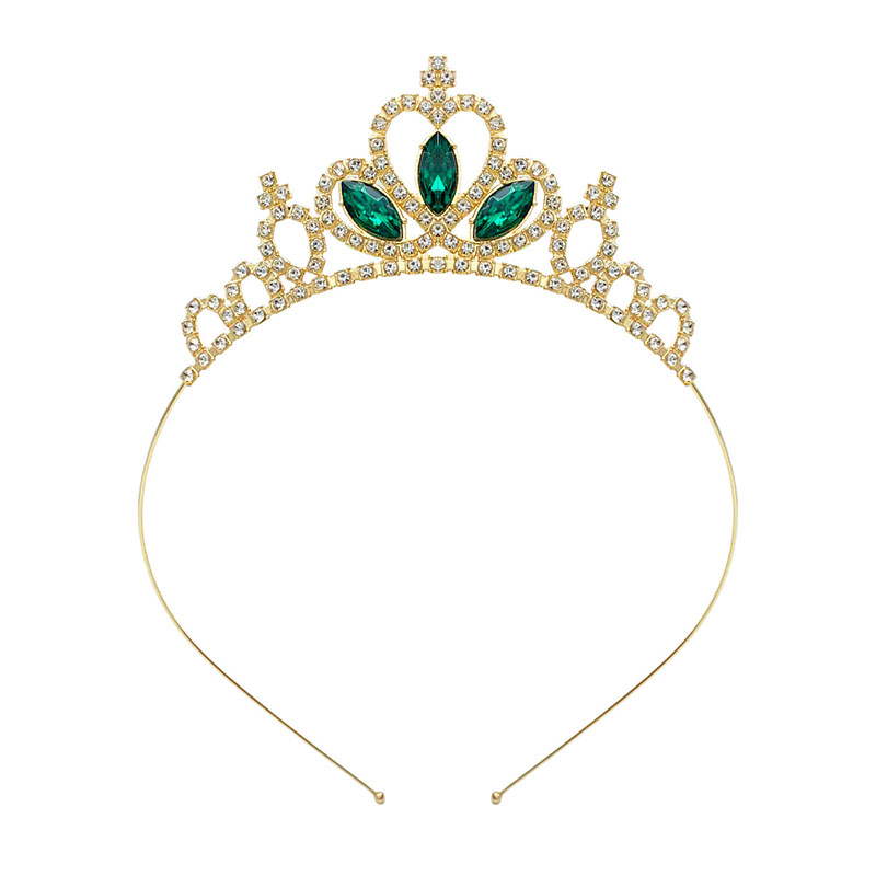 Zanlloy Kids Rhinestone Tiara Princess Headband for Girls Birthday Accessories Bridal Crystal Crown Tiara Wedding Hair Jewelry: Champagne gold