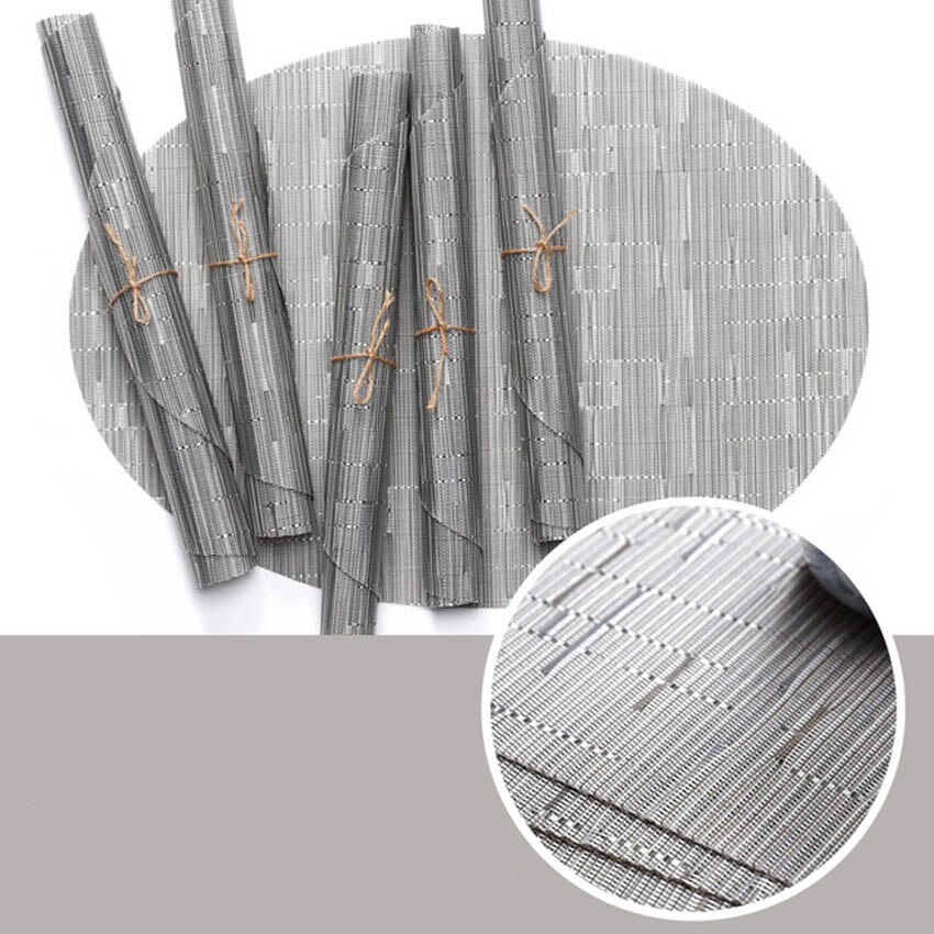 Bamboe Graan Schilderij Placemats Ovale Tafel Mat Cup Bar Mat Keuken Accessoires Pvc Adiabatische Kan Worden Gewassen Salontafel Kom pad: 2pcs-pack / Color 1