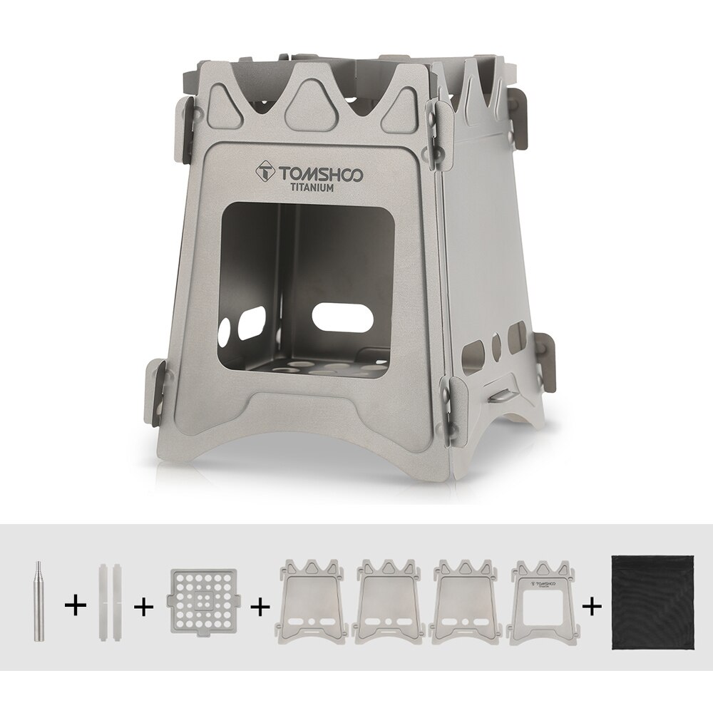 TOMSHOO Camping Wood Stove Portable Folding Lightweight Titanium Wood Burning Stove for Outdoor Cooking Picnic camping gear