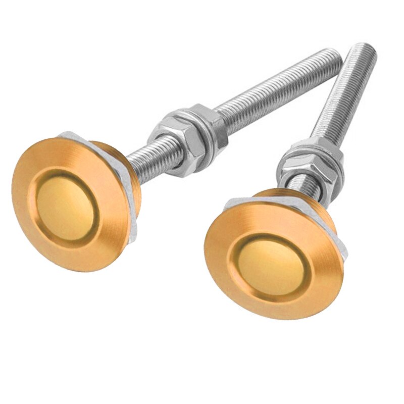 2Pcs 30mm Aluminum Alloy Push Button Quick Release Hood Pins Bonnet Lock Clip Latch Bumper Universal Auto Replacement Parts: Gold