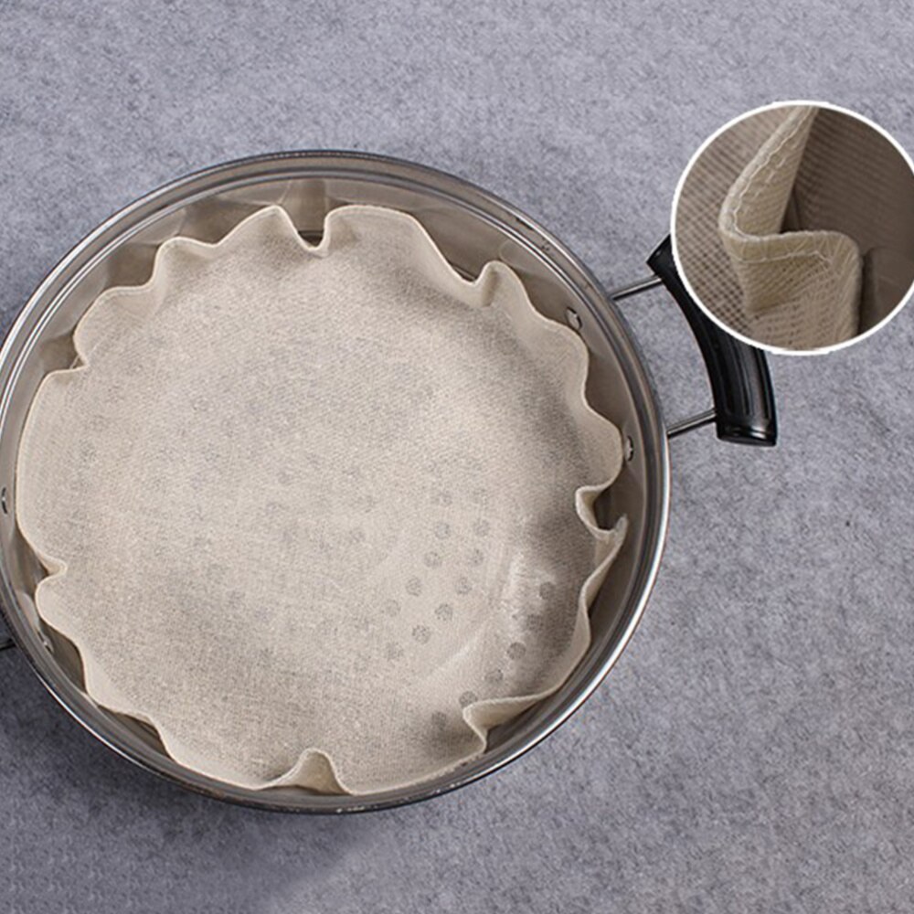 10pcs Household Cotton Steamer Cloth Reusable Non-stick Cloth Round Steamed Bun Steamer Pads for Steaming Dumplings Buns (28cm)
