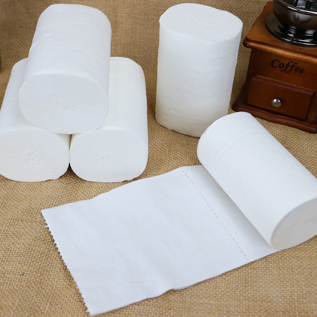 12pcs Roll Paper Tissue Paper Roll 4 Layer Thickened Household Paper Thick Kitchen Paper Towels Soft Skin Tissue Roll Paper