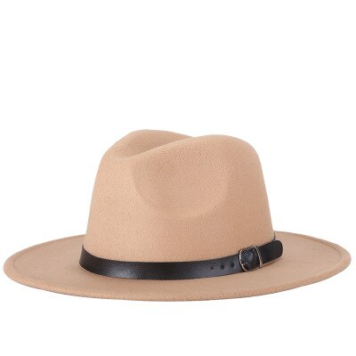 Fedora hat mænd kvinder imitation uldne vinter kvinder filthuer mænd sort top jazz hat fedoras chapeau sombrero mujer: Beige