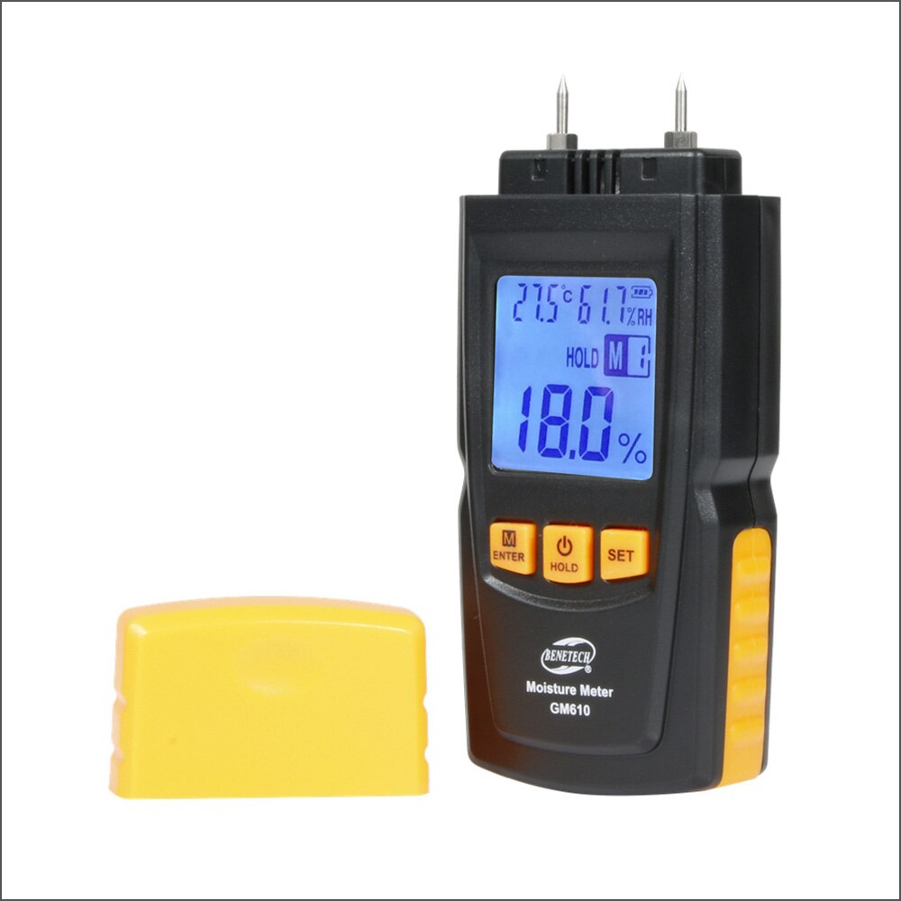 CURCONSA vochtmeter, met kleur-LCD en akoestisch alarm, geschikt voor alle bouwmaterialen, hout, muren, gips, metselwerk, 20-40 mm, analysediepte