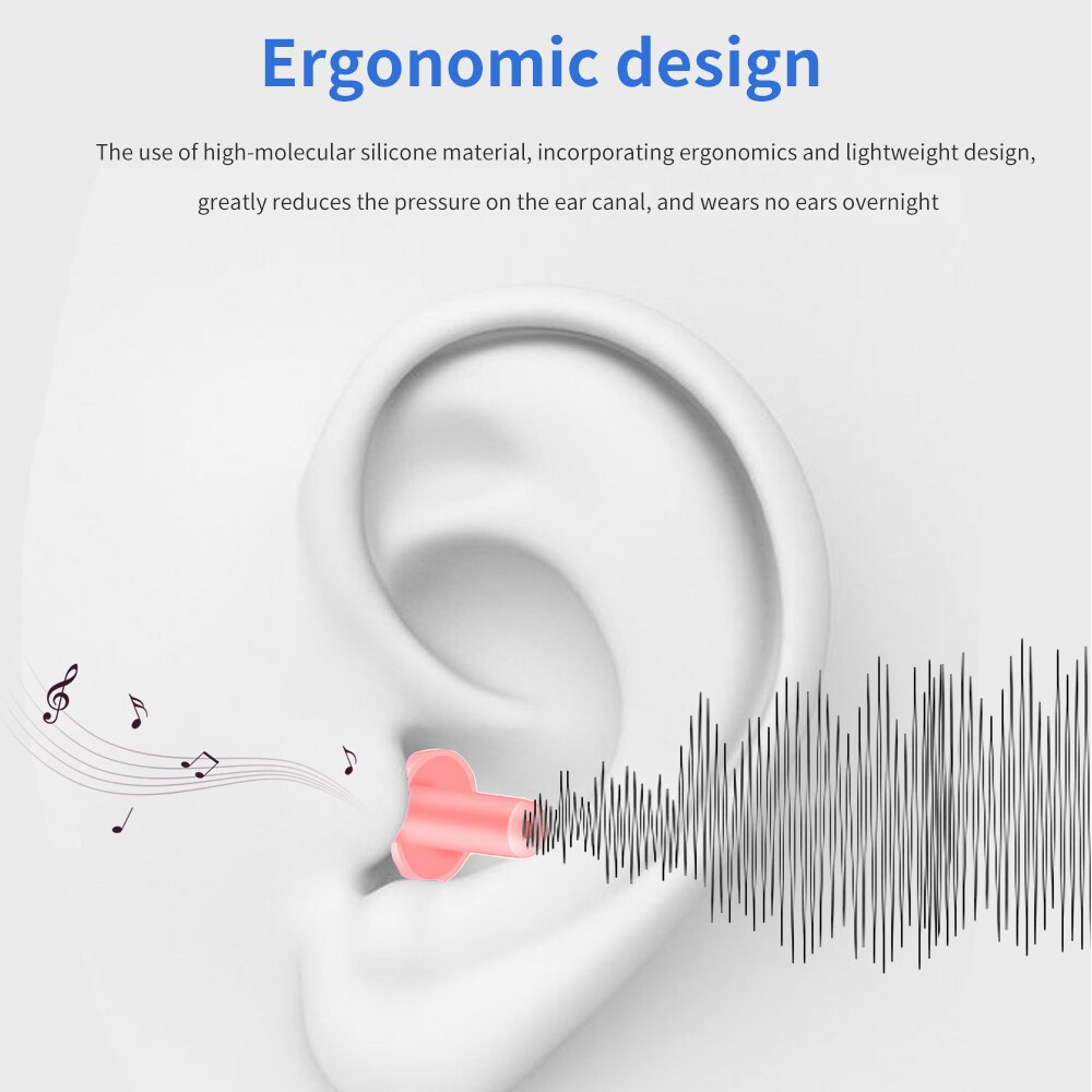 Tishric vattentäta ljudisolerade öronproppar i silikon för att sova studera bullerreducerande öronproppar mjukt skydd öronproppar