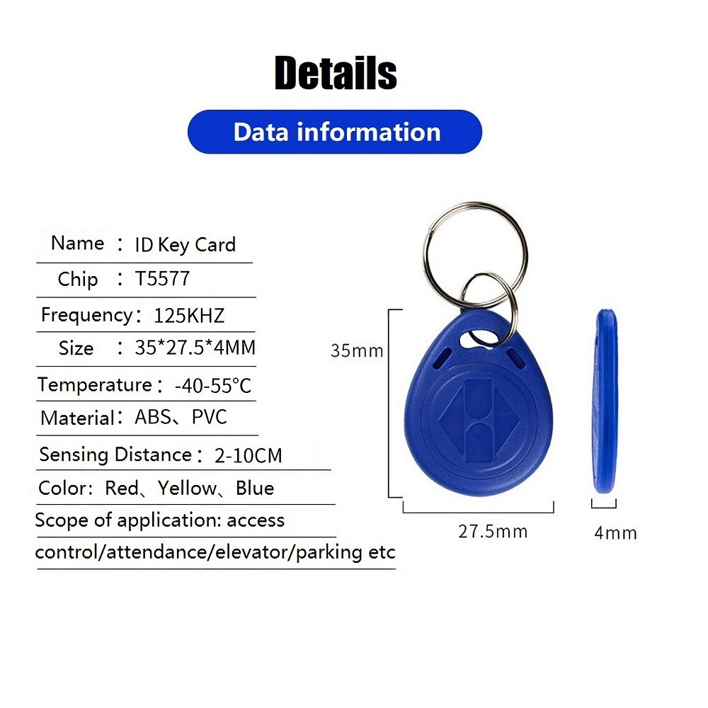 Porte-clés RFID 125Khz, 2/5/10 pièces, copie réinscriptible, identification EM T5577, étiquette, anneau, carte d'accès, jeton de proximité