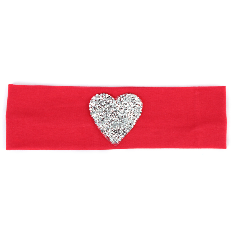 Geebro Kinderen Katoen Zachte Hoofdband Lente Leuke Steentjes Hart Platte Haarband Meisjes Stretch Hoofddeksels Haaraccessoires: Rood