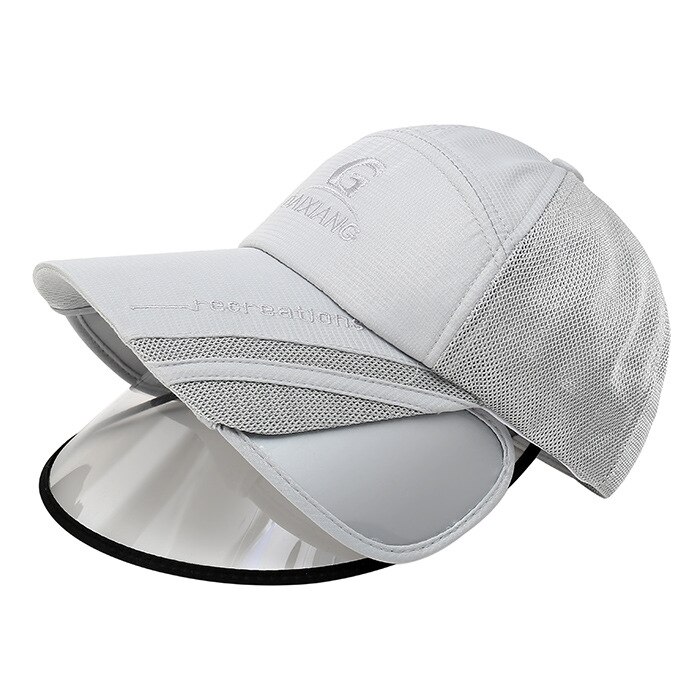 Sun Visors for Women Men Face Cover Protection Sun Shield Visor Hats Adjustable Long Visor Brim Face Shield Anti-Droplet Unisex: Gray