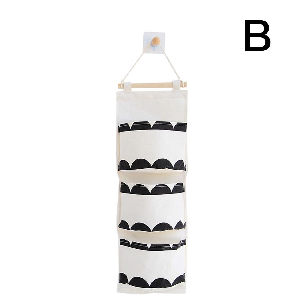 Cotton Cloth Storage Hanging Bag Over the Door Closet Organizer 3 Pockets Wall Hanging Storage Bags For Bedroom Kitchen/Bathroom: B