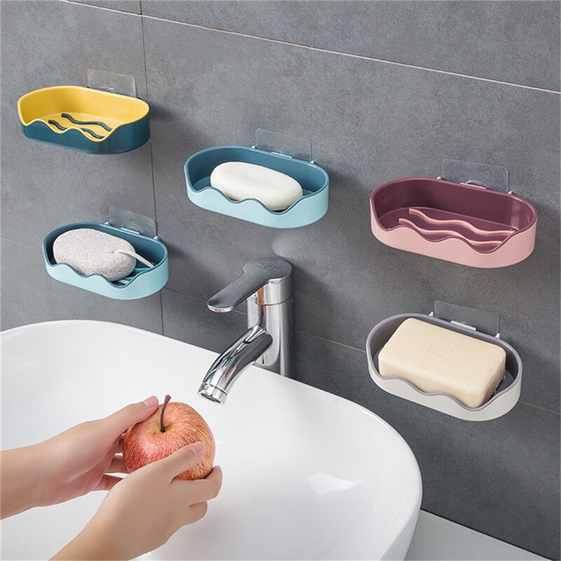 Kreatywny w kształcie fali bezdotykowa mydelniczka półka łazienkowa ściany wiszące narzędzia ścienne samoprzylepne mydelniczki mydelniczka @ 5