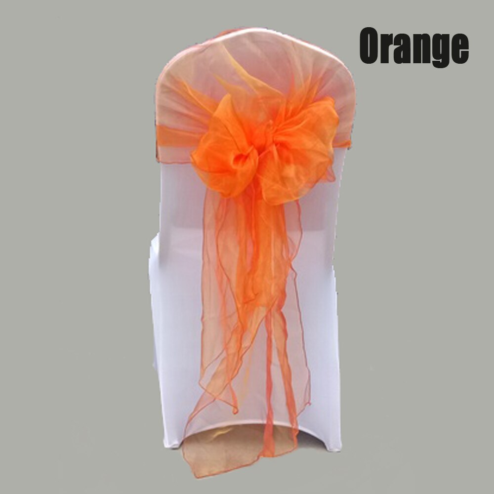 25 stuks/partij 60 x 275cm rood roze wit 16 kleuren organza stof strik stoel sjerp voor bruiloft feest evenement banket decoratie: Oranje