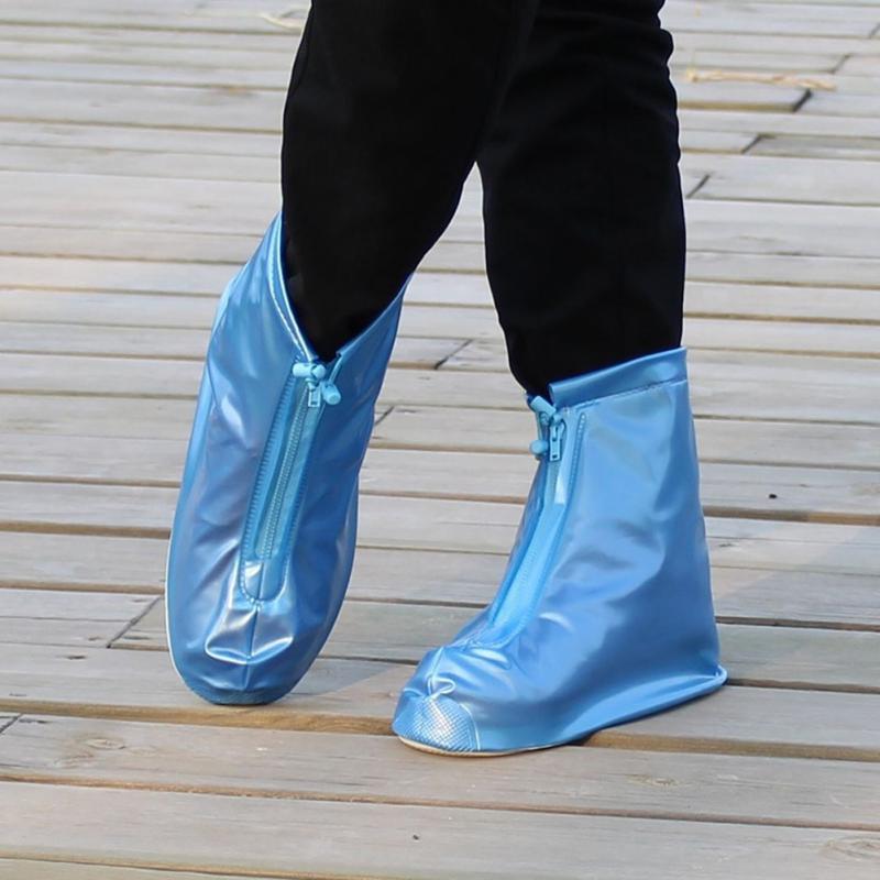 Bottes de pluie imperméables, , couvre-chaussures à talons réutilisables, épaisses, semelles antidérapantes, #921: Blue / XL