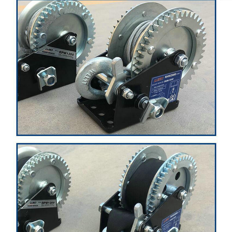 HQ 2500P Heavy Duty Boat Truck Self Locking Hand Manual Winch Ratcheting Handle Easy Pulling Lifting Wire Rope Sling Hand Winch