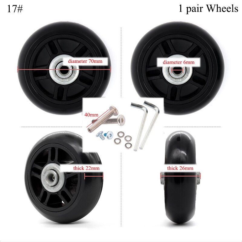 Zwarte Koffer Wielen 2 Sets Bagage Koffer Vervanging Wheel Repair Tool Wielen Diameter 60-76 Mm Koffer Onderdelen Accessoires: 17.