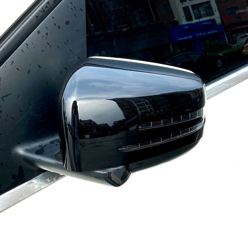 Para Mercedes Benz a B CLA GLA C E clase W176 C117 X156 W204 W212 negro brillante ABS espejo retrovisor lateral cubierta embellecedora