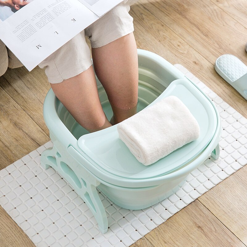 Folding Foot Tub Portable Foot Wash Massage Bucket Covered Heighten Plastic Bucket Large Household Stress Reliever Foot Bucket