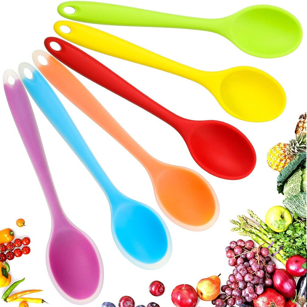 Visuelle berühren 1PC Mini Silikon Löffel 20,5 cm/8 "Bunte Löffel Geschirr Kochen Werkzeuge Utensil Zufällig Gesendet tisch Geschirr