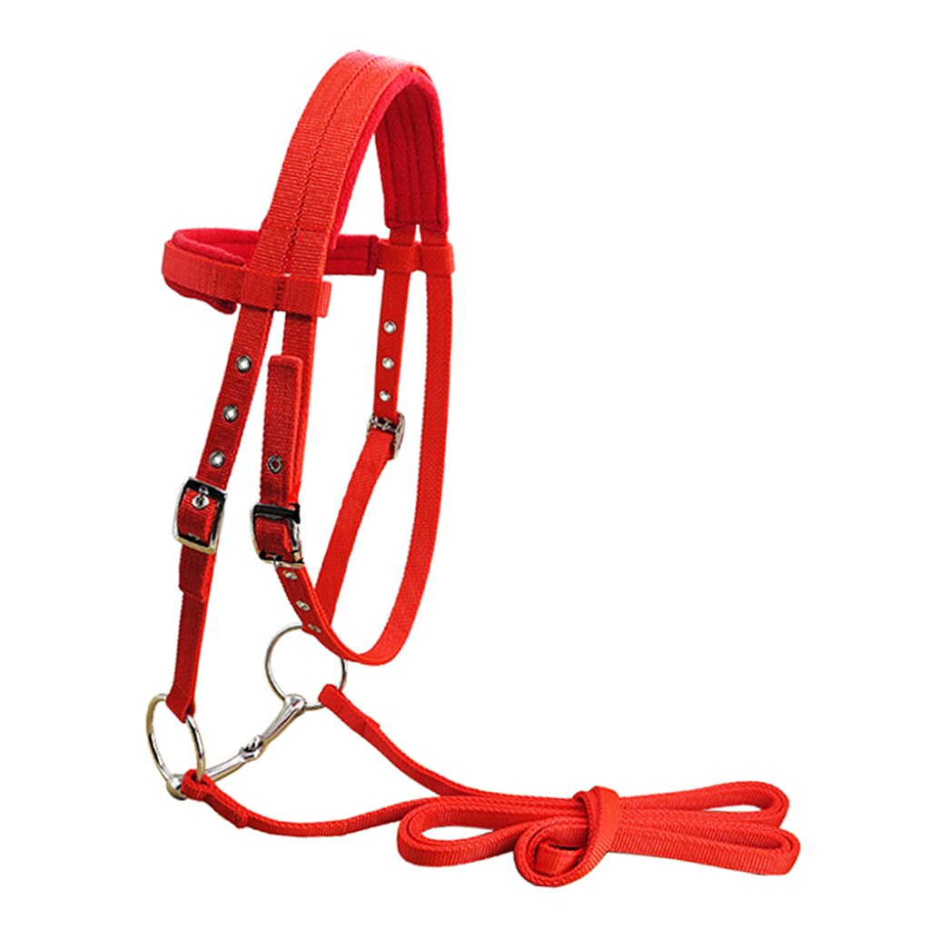 Harnais de bride de cheval en Nylon souple, couvre-chef amovible, équipement de licou épais pour cheval: Red L