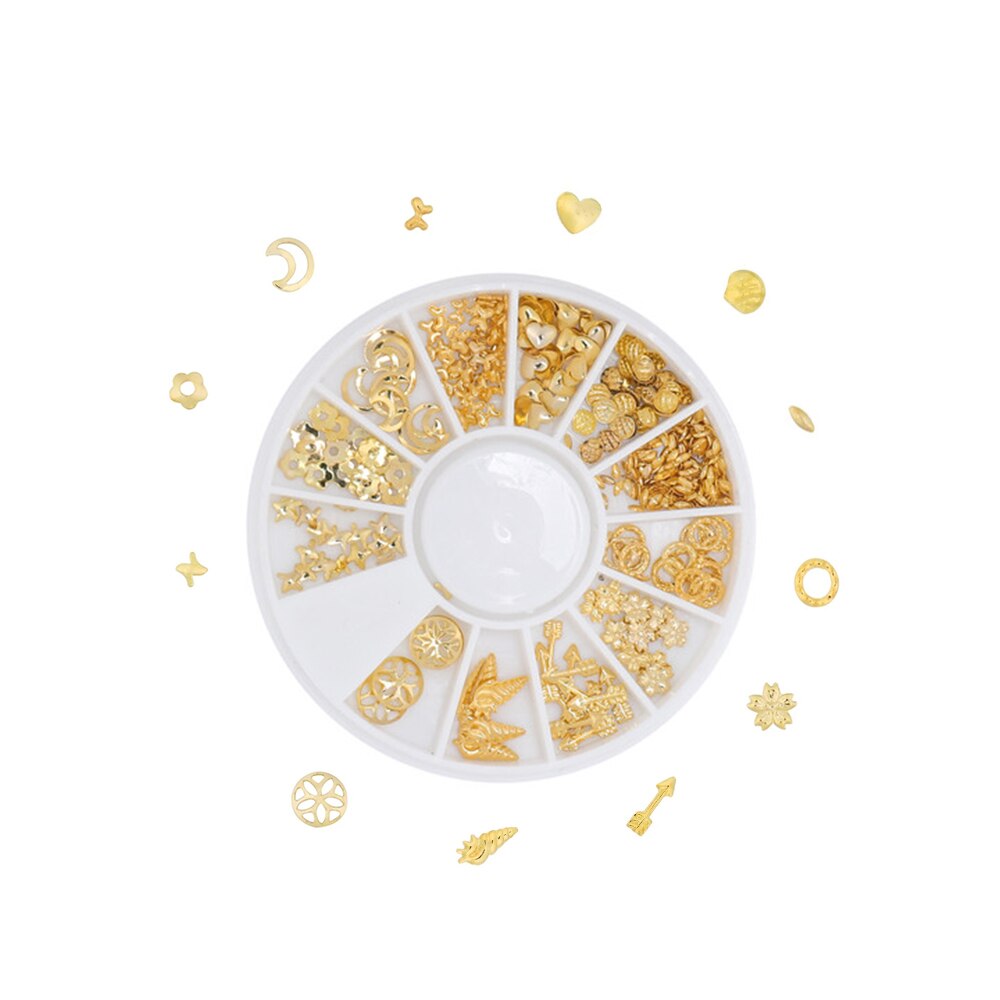 1Box Mini Heart Star Moon Gold Nail Art Glitter Metal 3D Frame Jewelry Epoxy Resin Mold Filling For DIY Crafts Making Decoration: Style 04