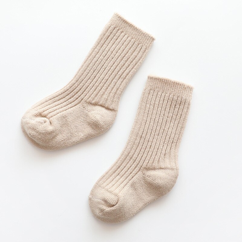 Épaissir bébé enfants chaussettes automne hiver coton rayé chaussettes enfant en bas âge garçon filles plancher chaussettes enfants vêtements accessoires: E khaki