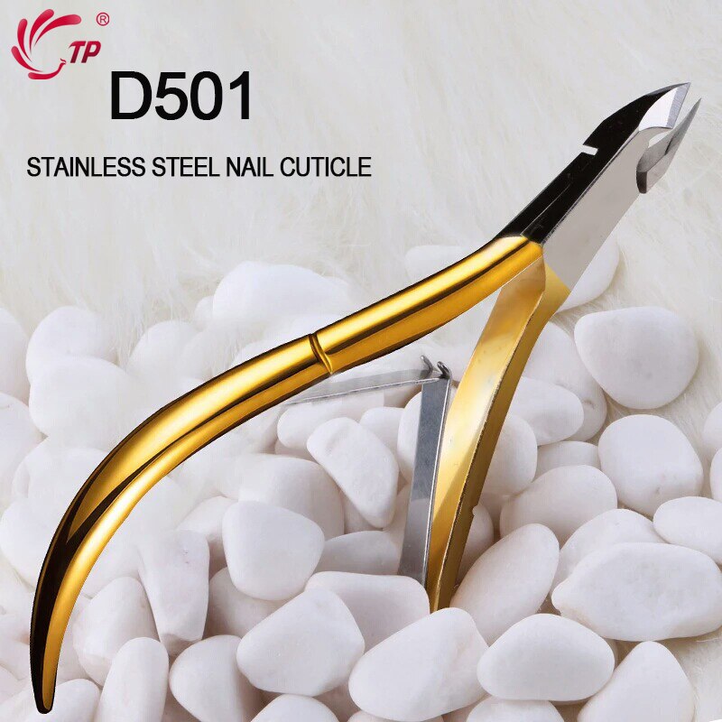 D501 Cuticle Schaar Rvs Nail Nipper Clipper Nail Art Gouden Handvat Vietnamese Cutter Tool Accessoires