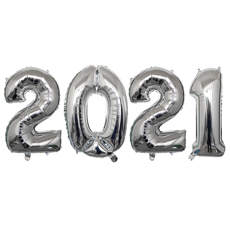 4 sztuk/partia 16inch 32inch 2021 liczba balony foliowe Rainbow rysunek balon nowy rok 2021 nowy rok dekoracje świąteczne dekoracje