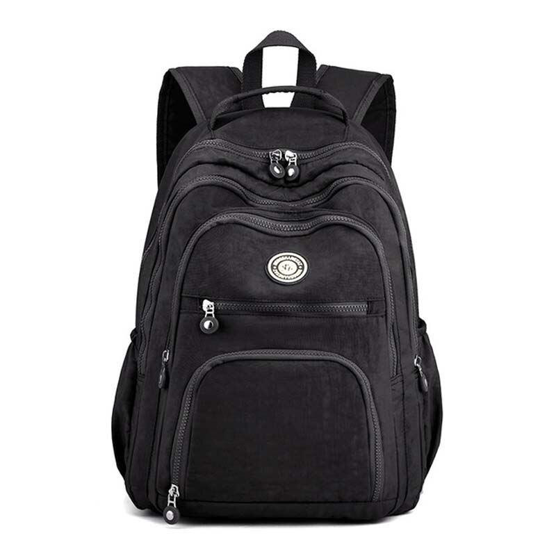 Nylon Rugzak Vrouwelijke Vrouwen Grote Capaciteit Multi-Level Bag Campus Student School Waterdichte Tas Mochila Voor Meisjes sac: Black