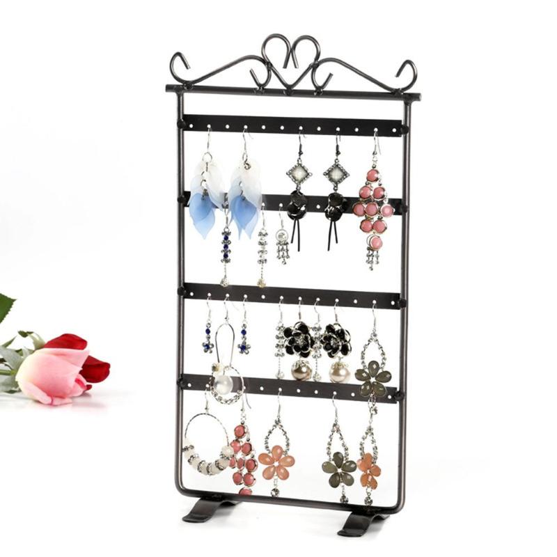 48 Holes Stud Earrings Display Metal Iron Practical Classic Delicate Texture Durable Rack Bracelet Necklace Jewelry Holder