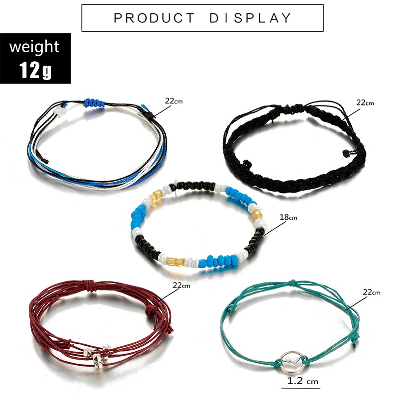 Tocoan Bohemian Hand Geweven Touw Vrouw Vriendschap Armband Set Retro Etnische Armband Kralen Boho Sieraden Accessoires 8848