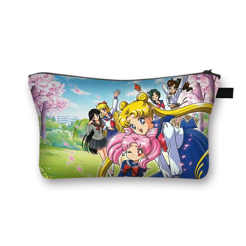 Anime sød kosmetiktaske kvinder makeuptasker piger kosmetiketui til make-up damer rejsearrangører taske makeup boks: Hzbmeishao 02