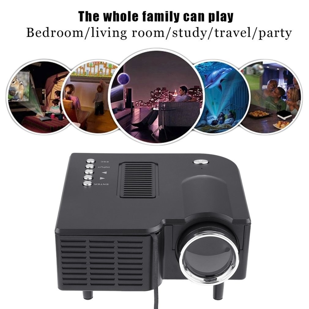 UC28 Mini proyector HD Home 1080P portátil Home Theater con cable LED proyector LCD tecnología de visualización para sistema de conferencias