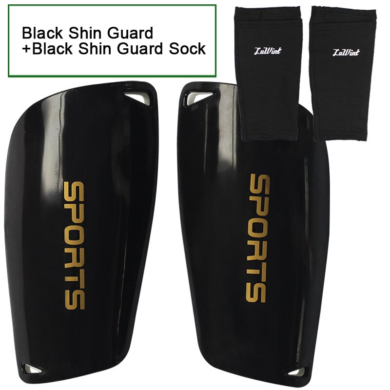 Soccer Shin Guards Football Shin Pads Socks for Sports Shin Protector Leg Support For Kids Adult: black with socks / M