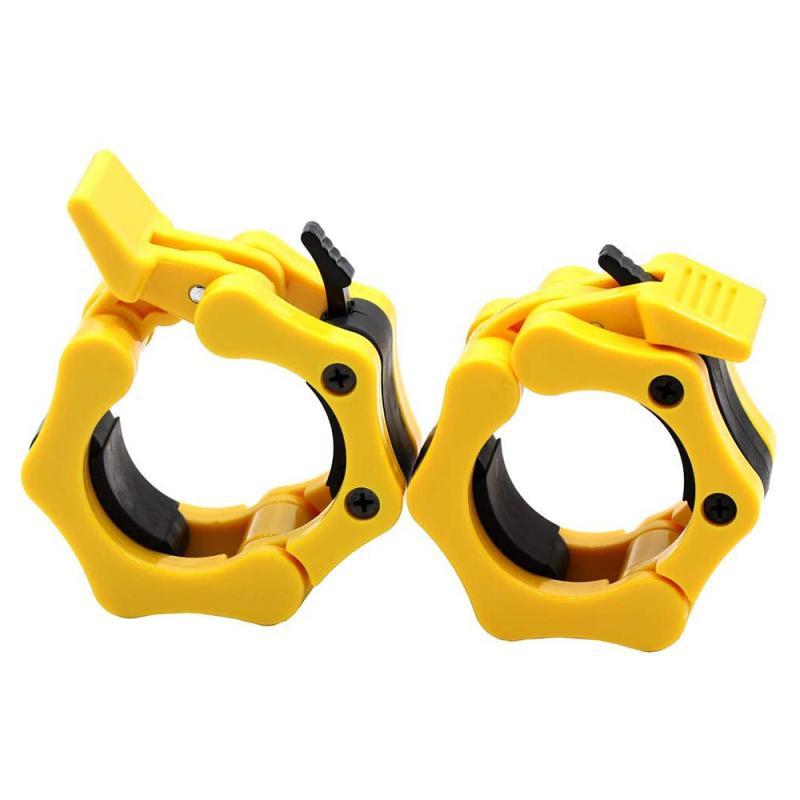 1 Pair 2" Barbell Collar Lock Clips Dumbbell Buckle Olympic Weight Lifting Bar Clamp for Gym Fitness Exercise Body Building 50mm: Yellow