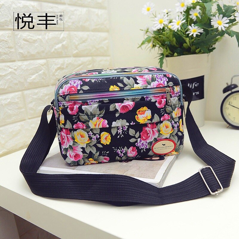 Heißer frauen Bote Tasche Koreanische Leinwand Tasche Eine Schulter Schräg Kreuz Handtasche Multi Blume Kleine Tuch Crossbody tasche