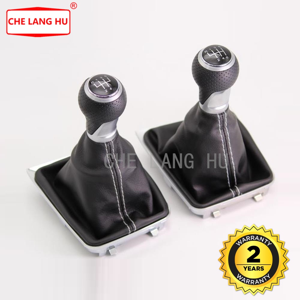 For vw golf 7 a7 mk7 gti gtd car-styling 5 speed 6 speed gear stick shift knob med svart skinnstøvel