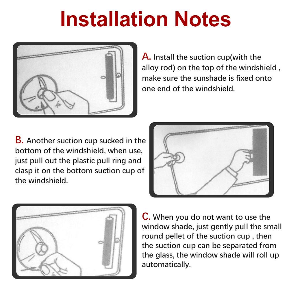 Uxcell Retractable Car Auto Window Sun Shade Visor Windshield Roller Blind 50cm x 125cm Sun UV Side Window Curtain