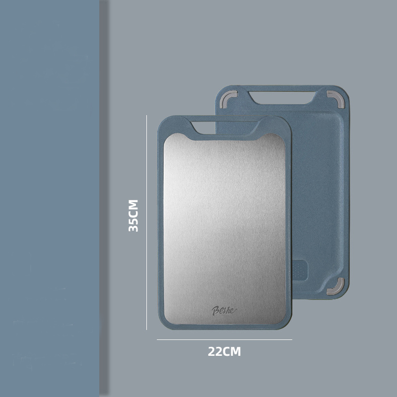 Snijplank Twee Zijden Van Roestvrij Staal En Kunststof Multifunctionele Gesneden Groenten Voor Twee Doeleinden En Vleessnijplank: Blauw