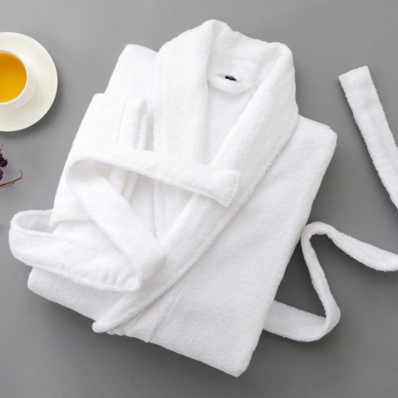 Morgonrock herr bomull vinterfrotté morgonrock herr par pyjamas handduk sovkläder kimono badrockar morgonrock herr badrock: Vit / Xxl
