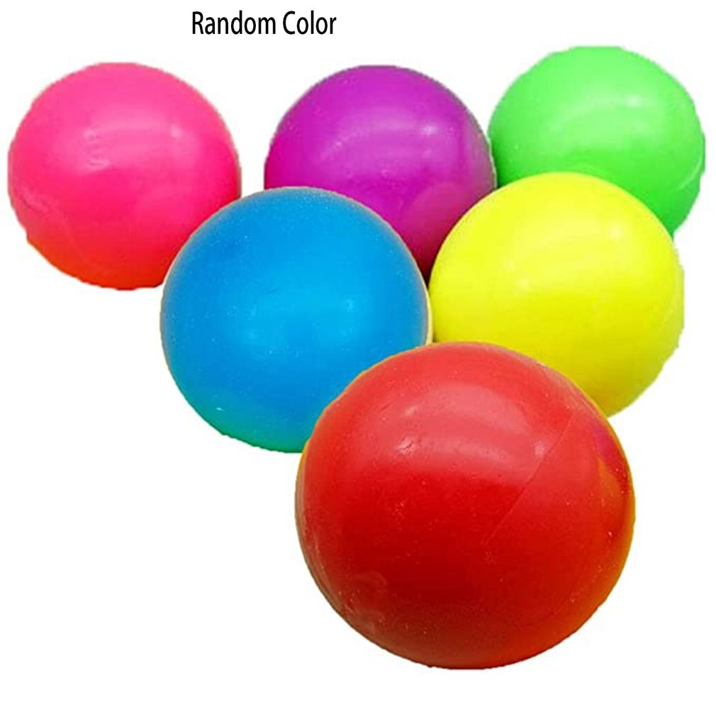 1pcs Sticky Wall Ball Suction Wall Decompression Ball Toy Fluorescent Sticky Target Ball Vent Ball Random Color: 4.5cm