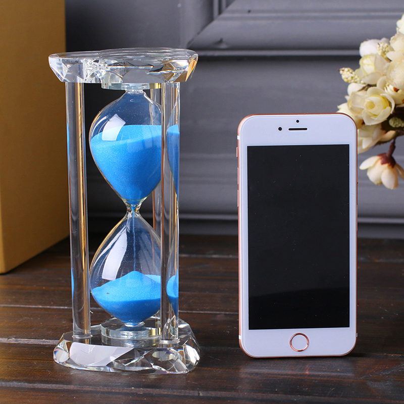 Temporizador de reloj de arena de cristal para niños, decoración creativa anticaída para el hogar, de cumpleaños pequeño para niña, 15/30 minutos